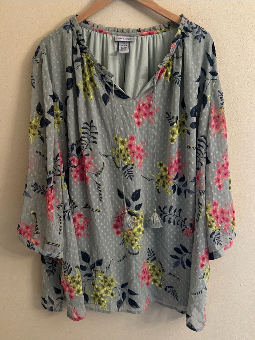 Catherines 5X Blouse Top Floral Pretty Office Church Plus Size